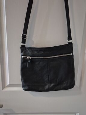 Margot Anthropologie Black Leather Slim Crossbody Bag